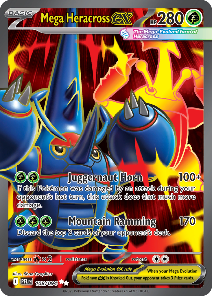 Mega Heracross ex – Phantasmal Flames 108/094 Pokémon card