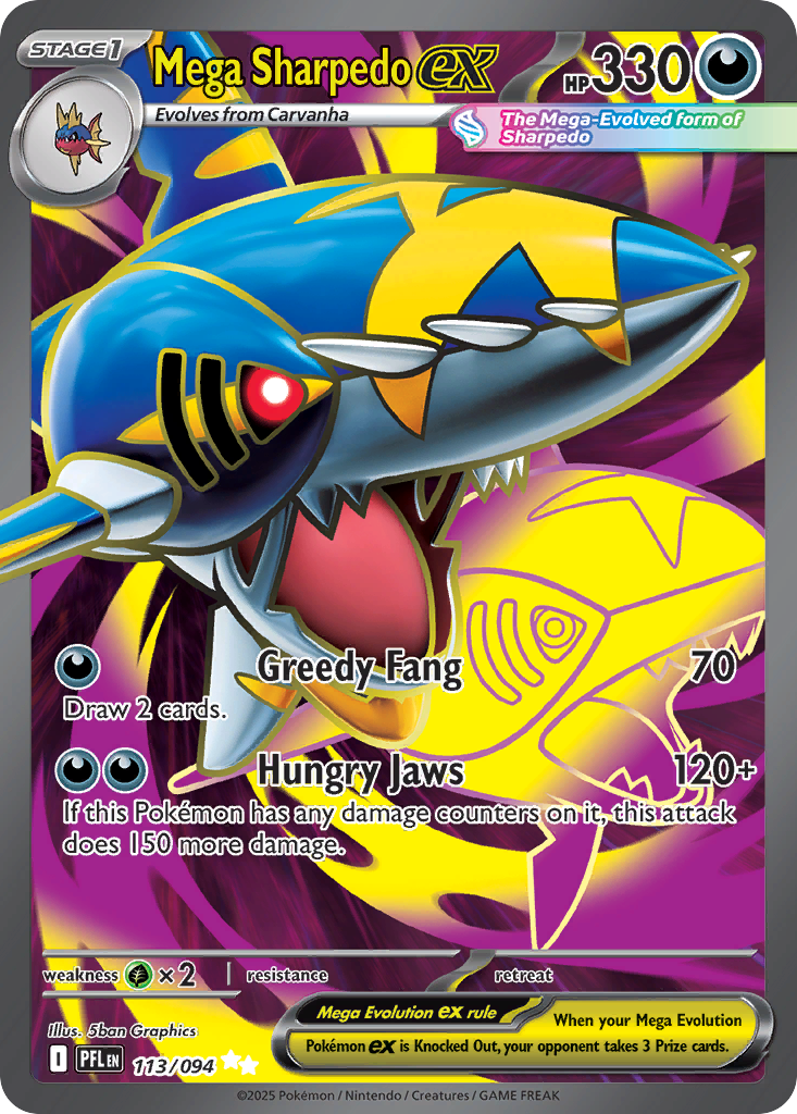 Mega Sharpedo ex – Phantasmal Flames 113/094 Pokémon card