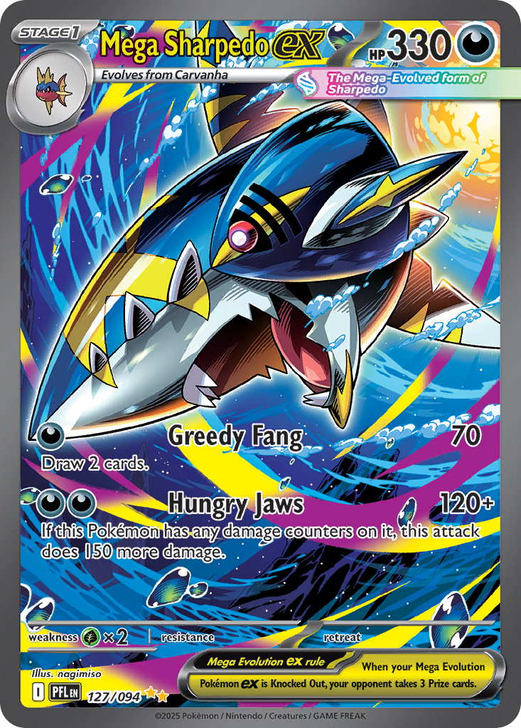 Mega Sharpedo ex – Phantasmal Flames 127/094 Pokémon card