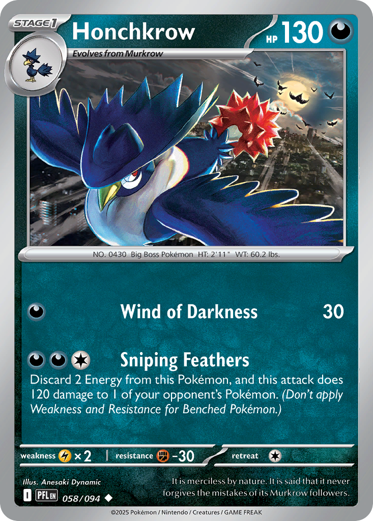 Honchkrow – Phantasmal Flames 058/094 Pokémon card