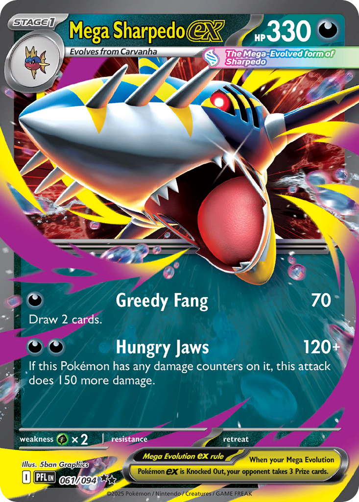 Mega Sharpedo ex – Phantasmal Flames 061/094 Pokémon card