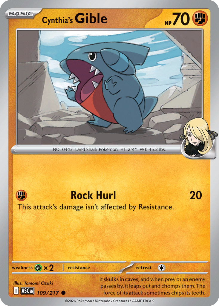 Cynthia's Gible – Ascended Heroes 109/217 Pokémon card