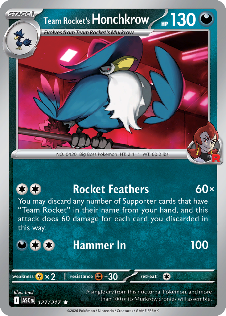Team Rocket's Honchkrow – Ascended Heroes 127/217 Pokémon card