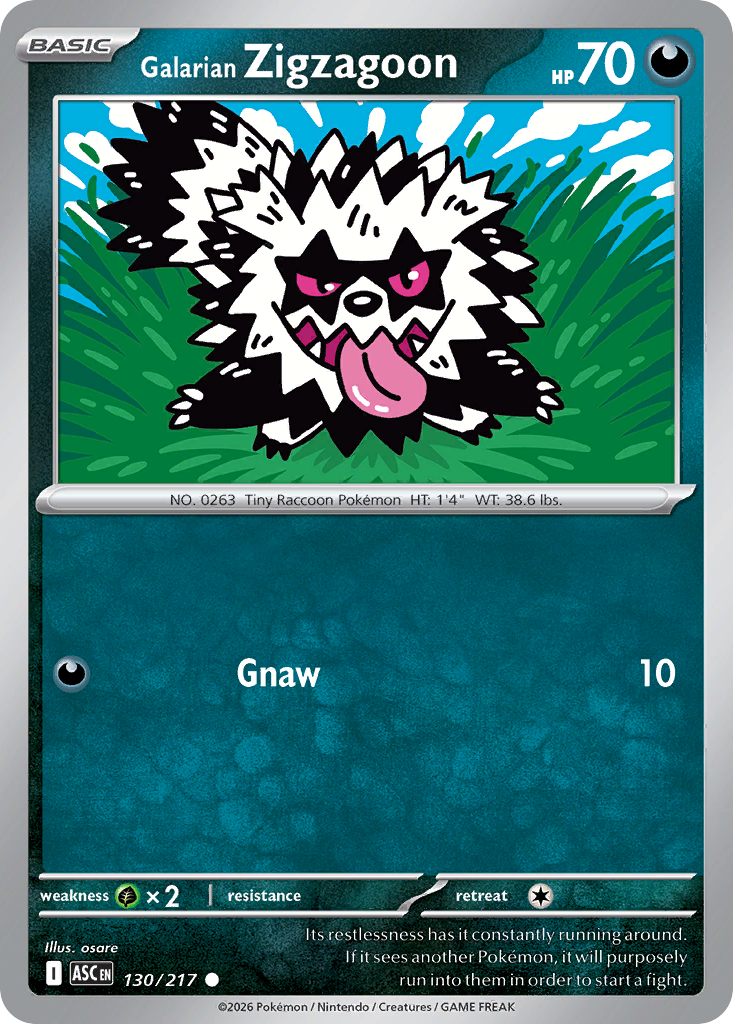 Galarian Zigzagoon – Ascended Heroes 130/217 Pokémon card