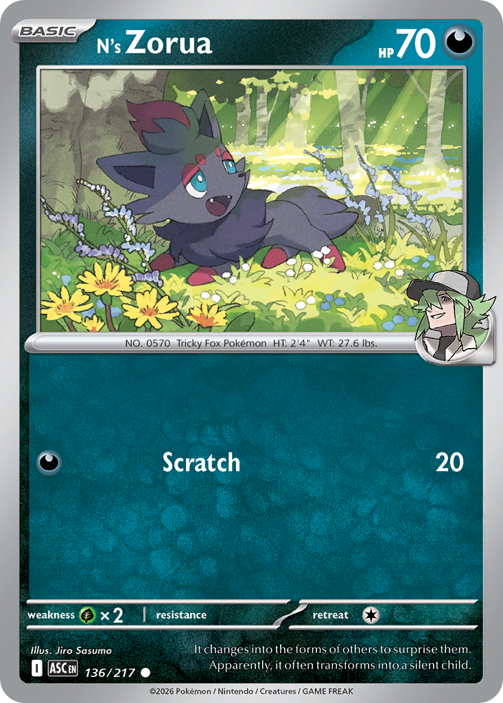 N's Zorua – Ascended Heroes 136/217 Pokémon card