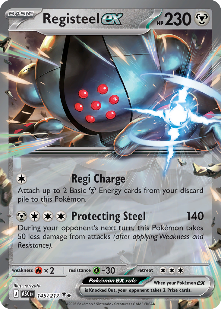 Registeel ex – Ascended Heroes 145/217 Pokémon card