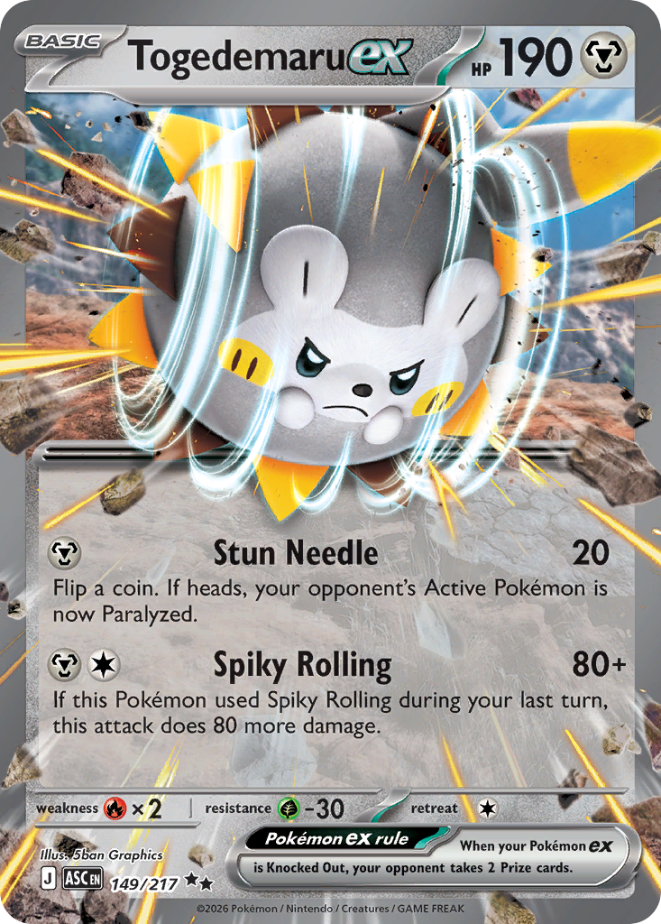 Togedemaru ex – Ascended Heroes 149/217 Pokémon card