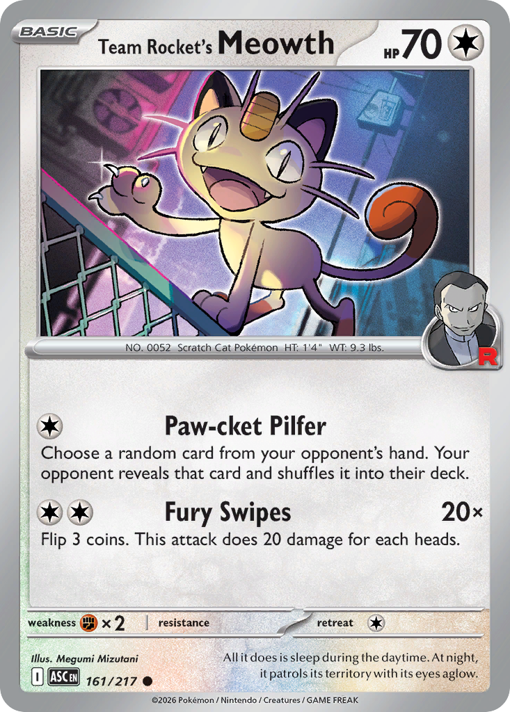 Team Rocket's Meowth – Ascended Heroes 161/217 Pokémon card