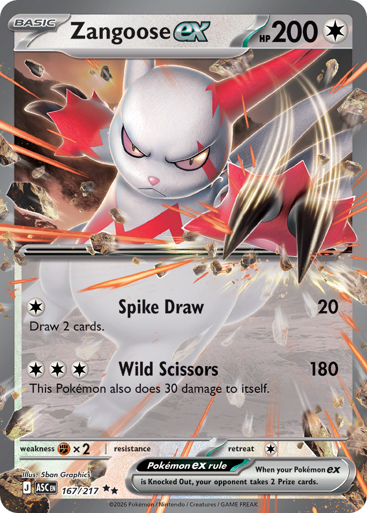 Zangoose ex – Ascended Heroes 167/217 Pokémon card