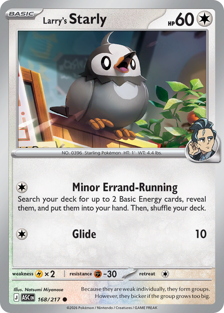 Larry's Starly – Ascended Heroes 168/217 Pokémon card