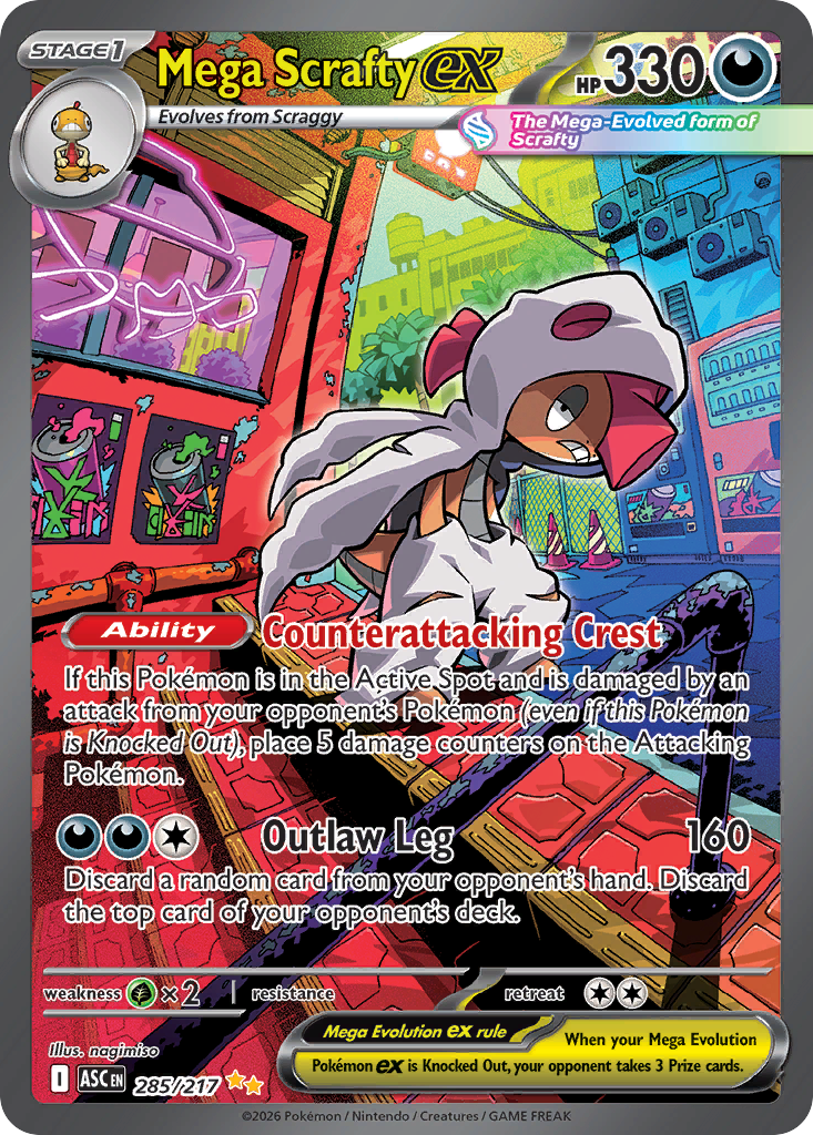 Mega Scrafty ex – Ascended Heroes 285/217 Pokémon card