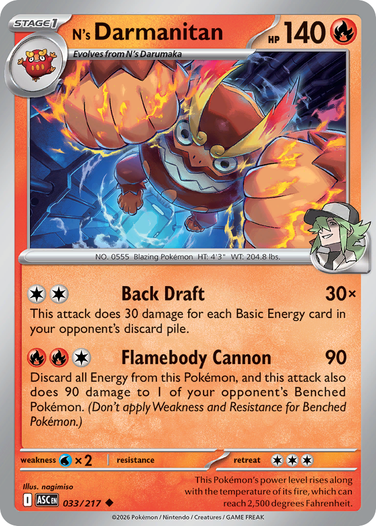 N's Darmanitan – Ascended Heroes 033/217 Pokémon card