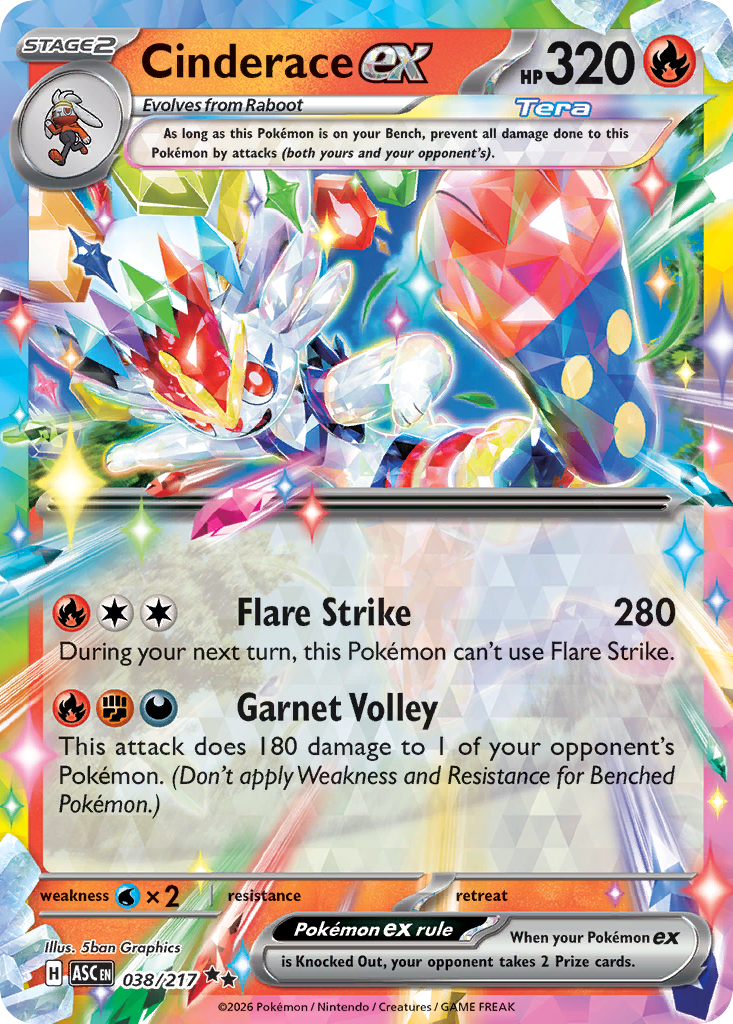 Cinderace ex – Ascended Heroes 038/217 Pokémon card