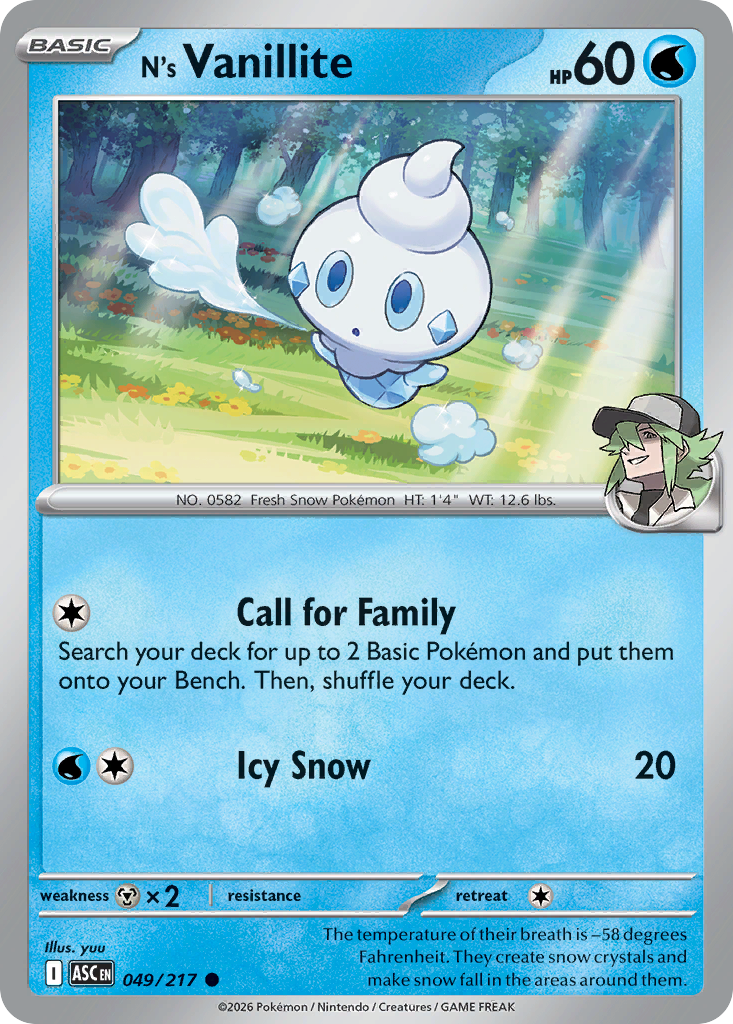 N's Vanillite – Ascended Heroes 049/217 Pokémon card
