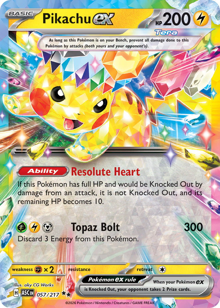 Pikachu ex – Ascended Heroes 057/217 Pokémon card