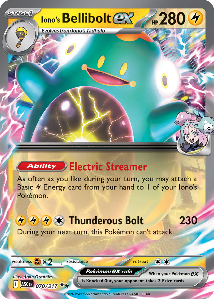 Iono's Bellibolt ex – Ascended Heroes 070/217 Pokémon card