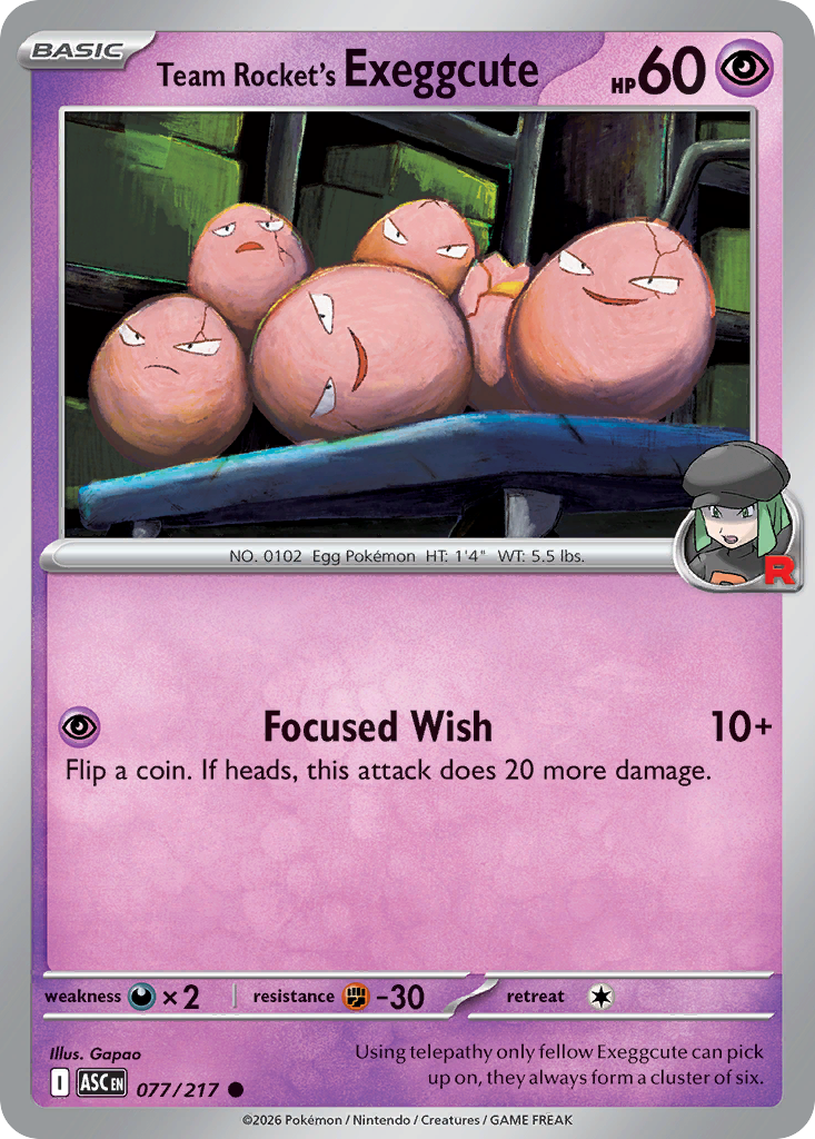 Team Rocket's Exeggcute – Ascended Heroes 077/217 Pokémon card