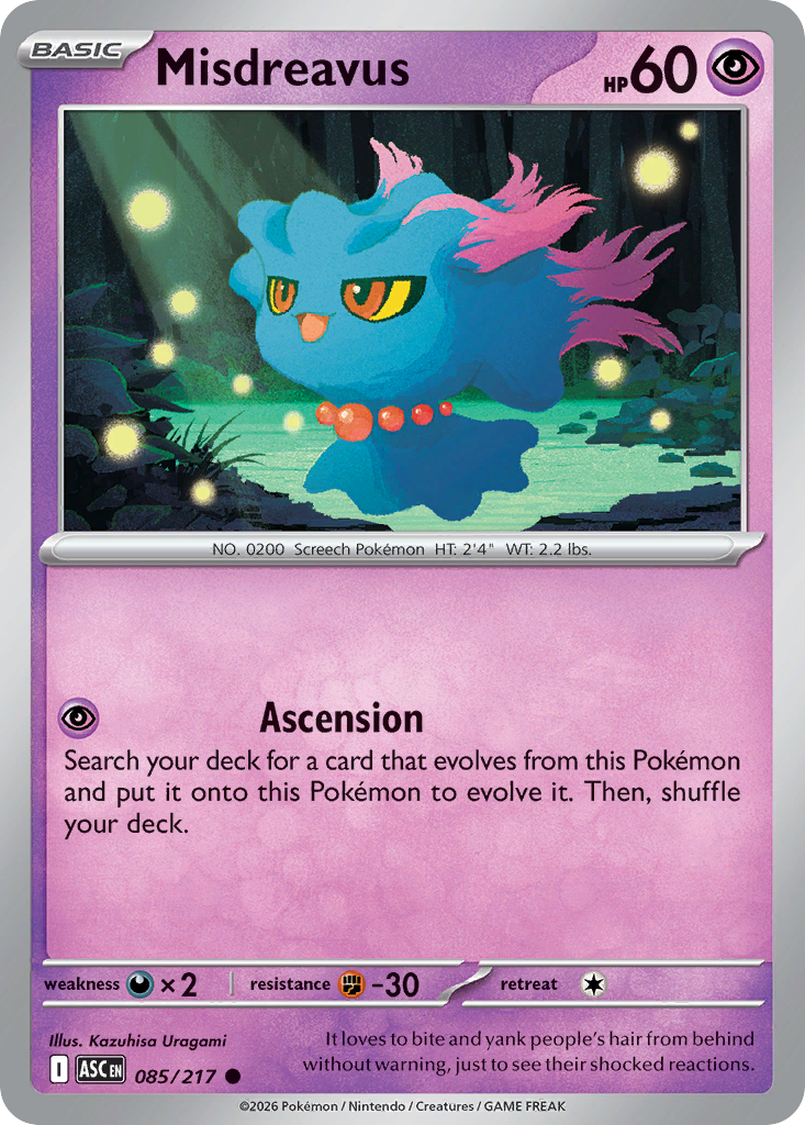 Misdreavus – Ascended Heroes 085/217 Pokémon card