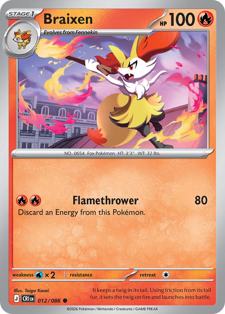 Braixen – Chaos Rising 012/086 Pokémon card