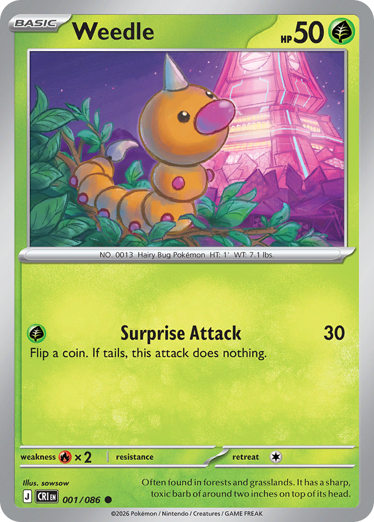 Weedle – Chaos Rising 001/086 Pokémon card