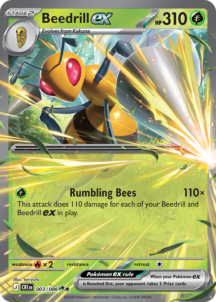 Beedrill ex – Chaos Rising 003/086 Pokémon card