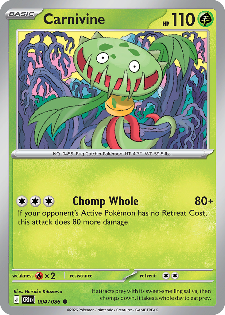 Carnivine – Chaos Rising 004/086 Pokémon card