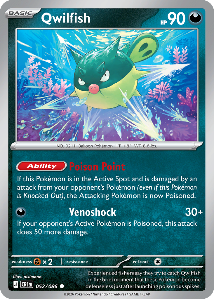 Qwilfish – Chaos Rising 052/086 Pokémon card