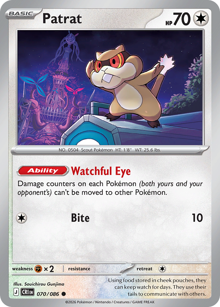 Patrat – Chaos Rising 070/086 Pokémon card