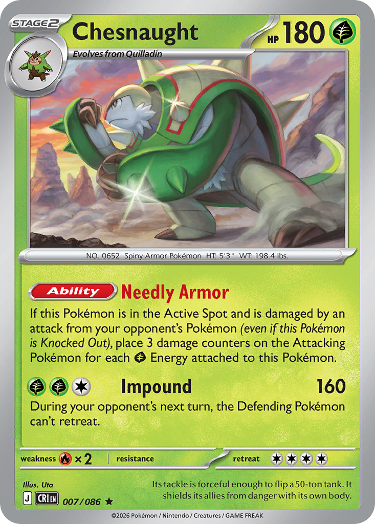 Chesnaught – Chaos Rising 007/086 Pokémon card