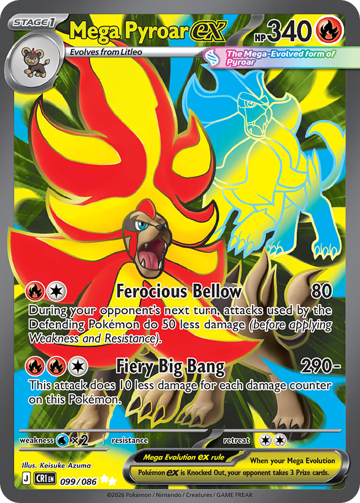 Mega Pyroar ex – Chaos Rising 099/086 Pokémon card