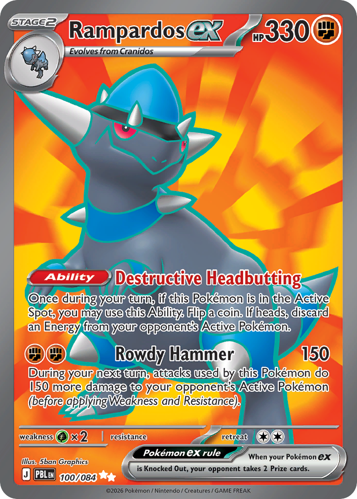Rampardos ex – Pitch Black 100/084 Pokémon card