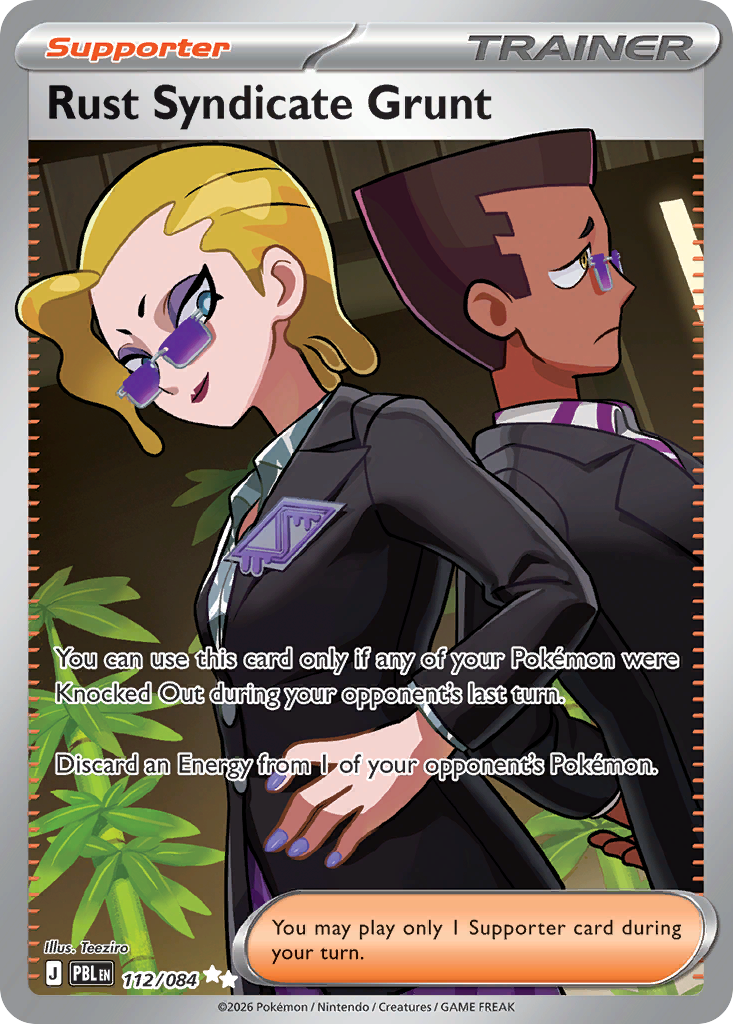 Rust Syndicate Grunt – Pitch Black 112/084 Pokémon card