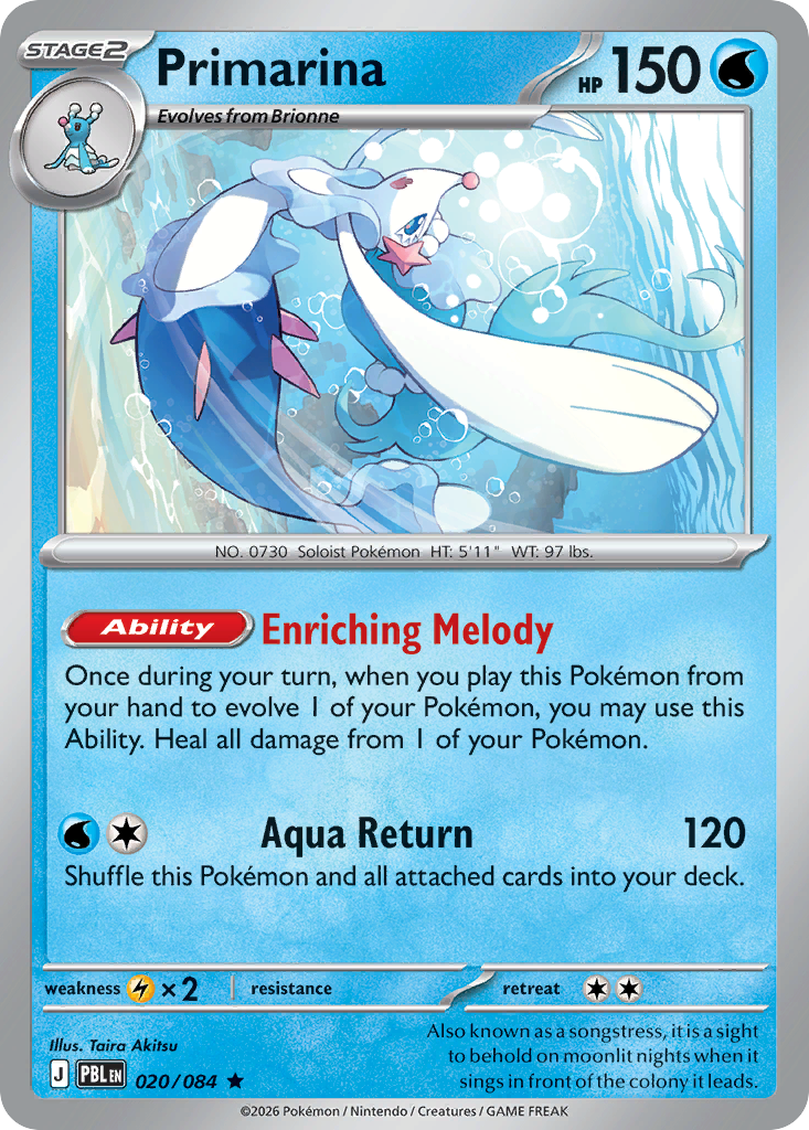 Primarina – Pitch Black 020/084 Pokémon card