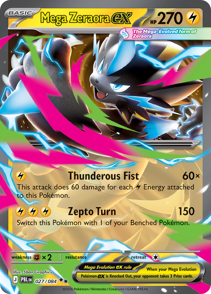 Mega Zeraora ex – Pitch Black 027/084 Pokémon card