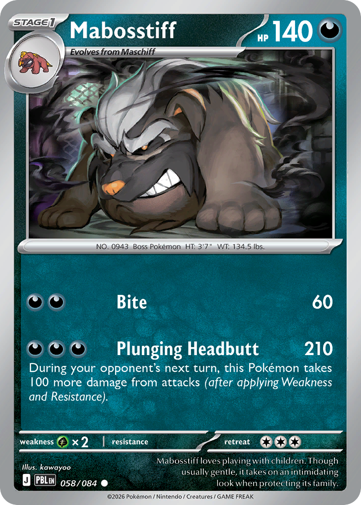Mabosstiff – Pitch Black 058/084 Pokémon card