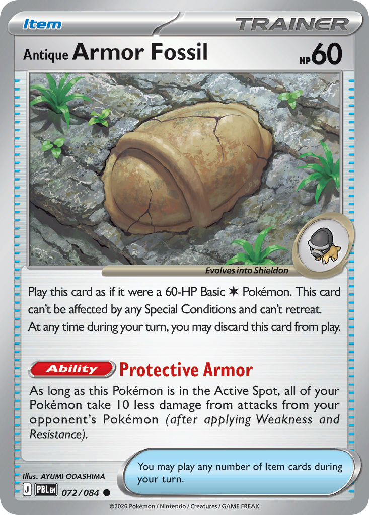 Antique Armor Fossil – Pitch Black 072/084 Pokémon card