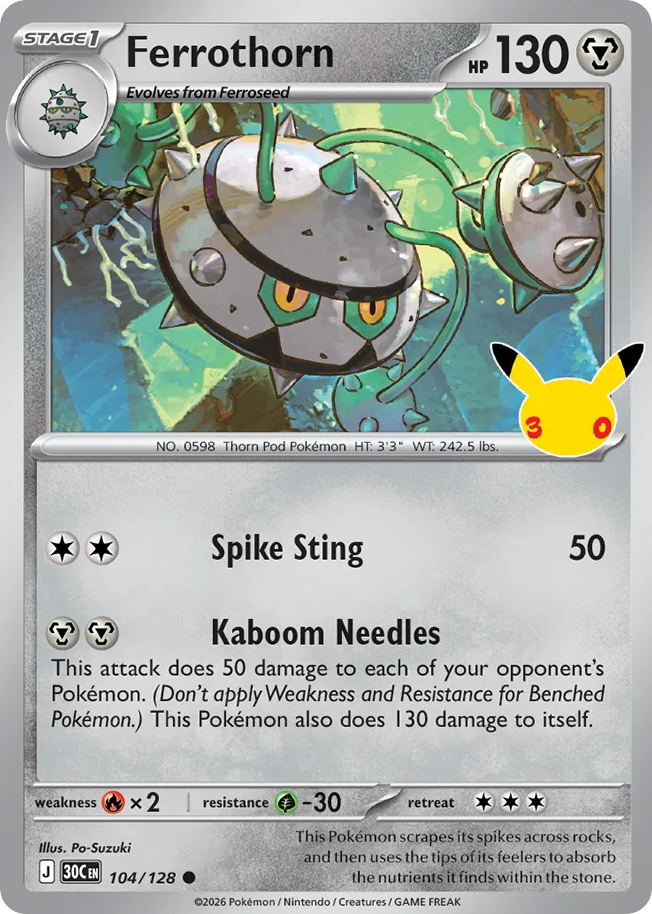 Ferrothorn – 30th Celebration 104/128 Pokémon card