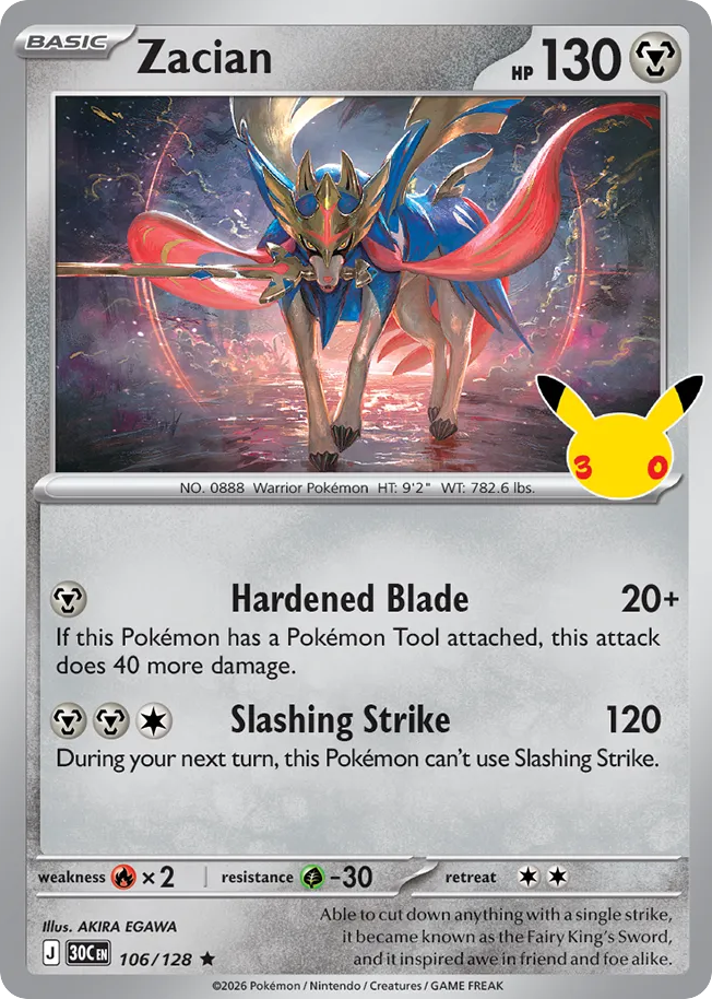 Zacian – 30th Celebration 106/128 Pokémon card