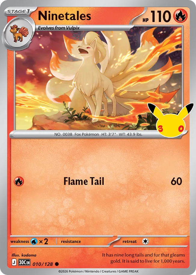 Ninetales – 30th Celebration 010/128 Pokémon card