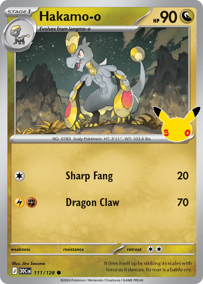 Hakamo-o – 30th Celebration 111/128 Pokémon card