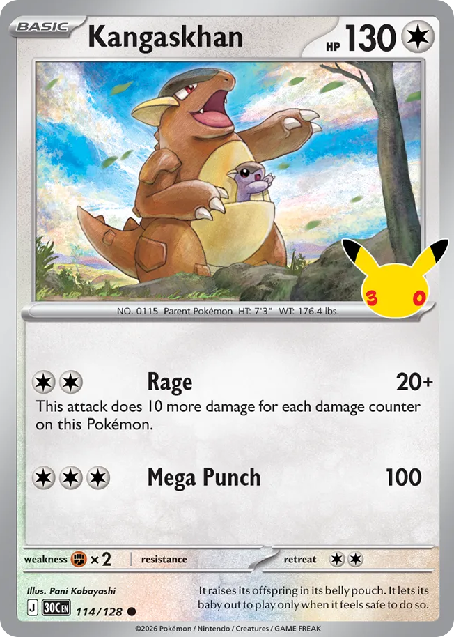 Kangaskhan – 30th Celebration 114/128 Pokémon card