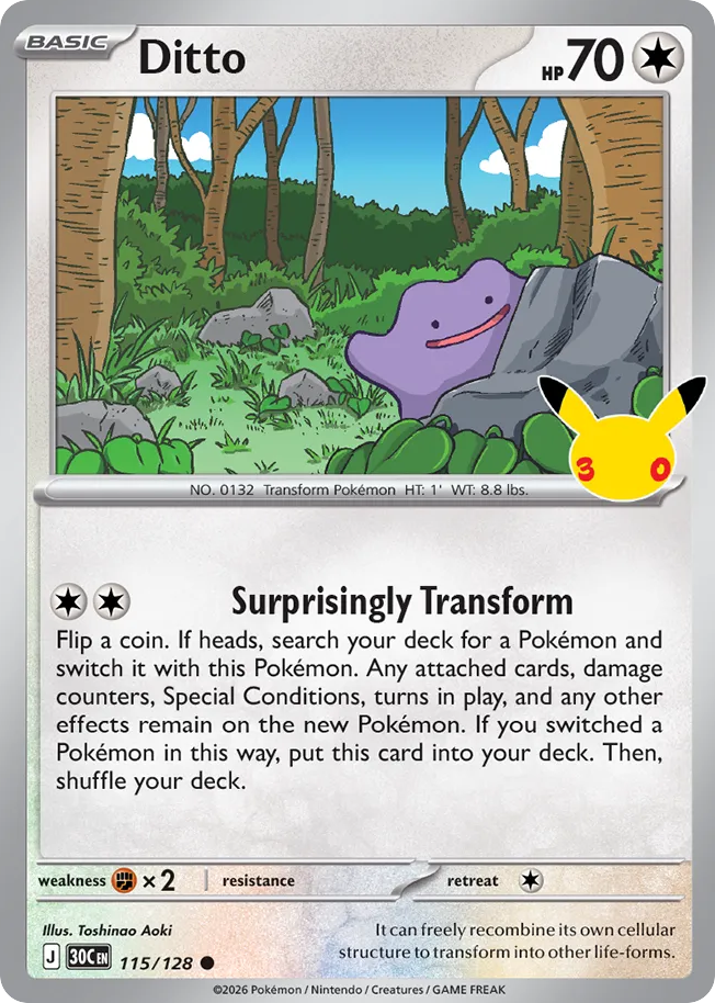 Ditto – 30th Celebration 115/128 Pokémon card