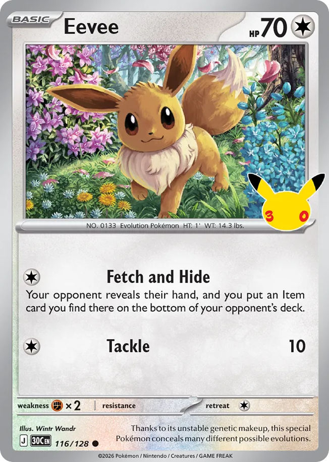 Eevee – 30th Celebration 116/128 Pokémon card