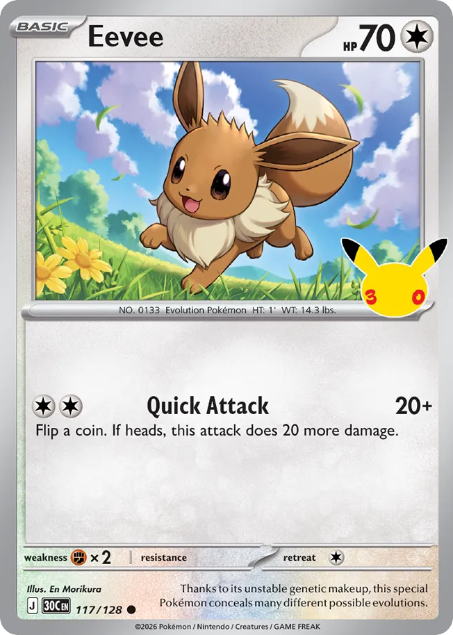 Eevee – 30th Celebration 117/128 Pokémon card
