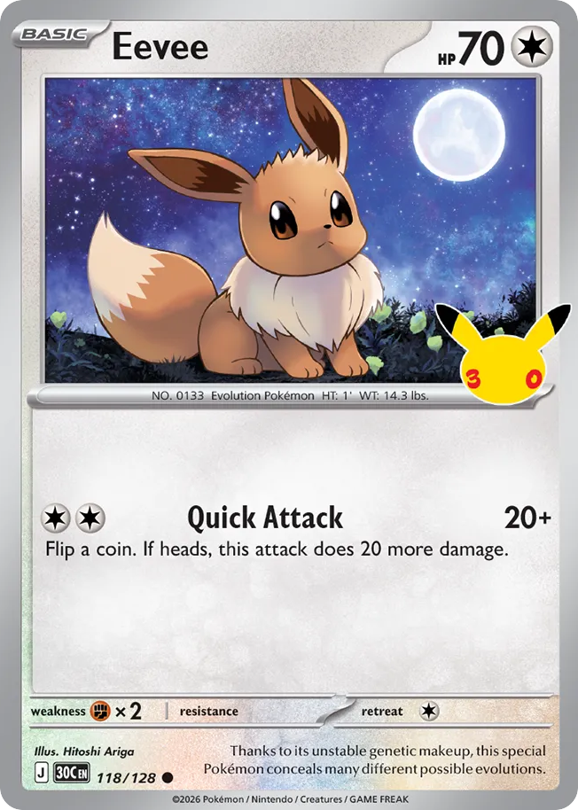 Eevee – 30th Celebration 118/128 Pokémon card