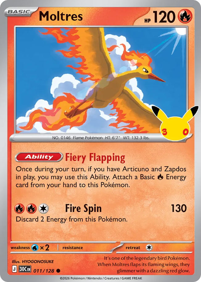 Moltres – 30th Celebration 011/128 Pokémon card