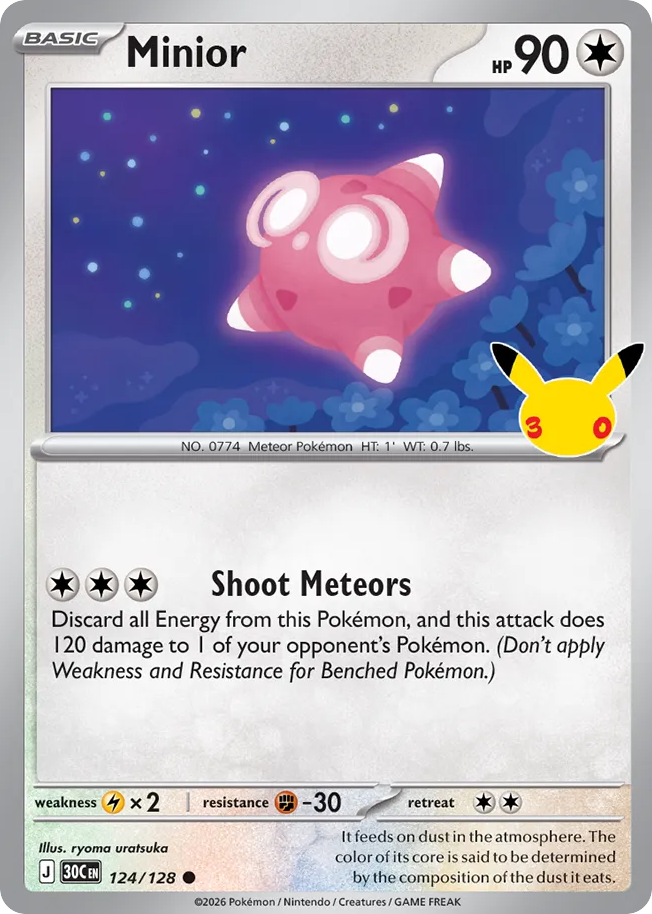 Minior – 30th Celebration 124/128 Pokémon card