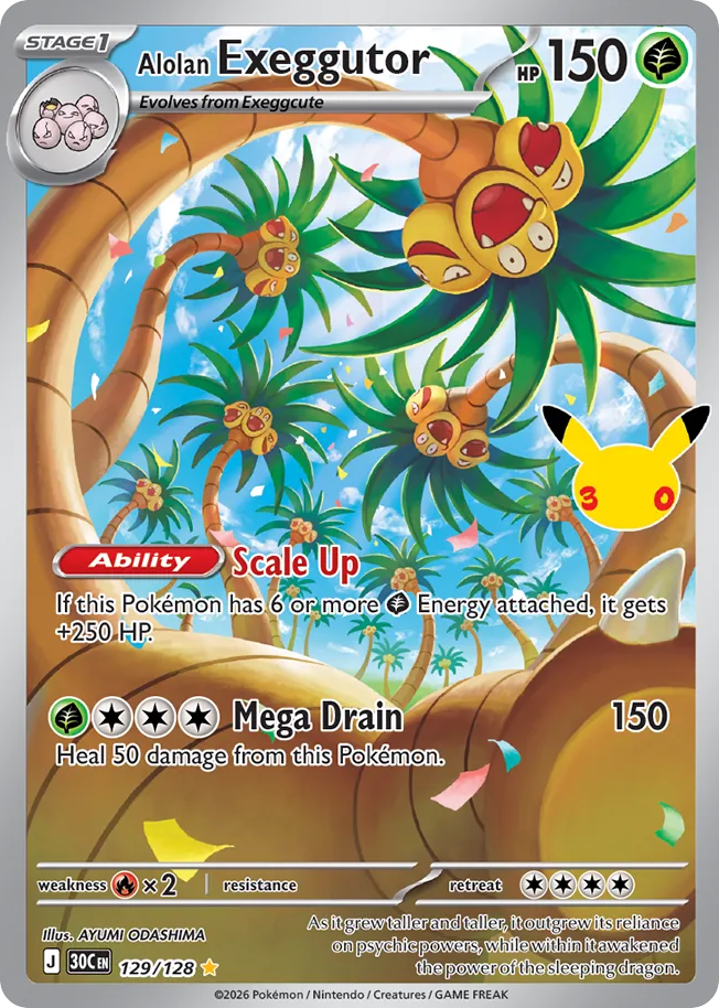 Alolan Exeggutor – 30th Celebration 129/128 Pokémon card