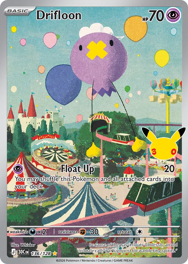 Drifloon – 30th Celebration 136/128 Pokémon card