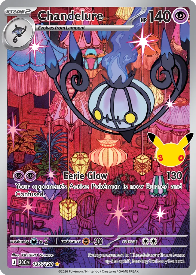 Chandelure – 30th Celebration 137/128 Pokémon card